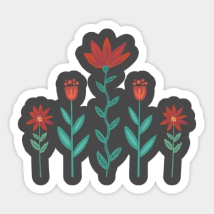 Folk Art Poinsettia Party Sticker